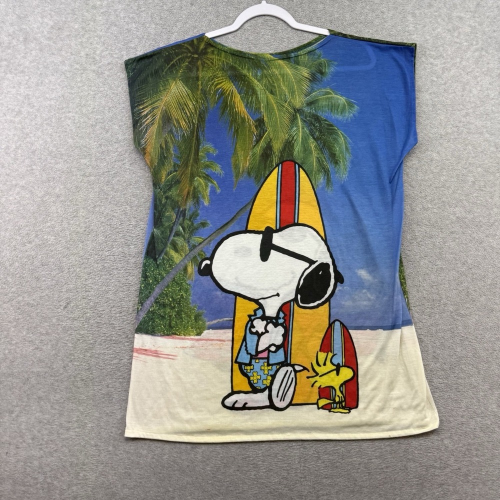 Vintage Peanuts Snoopy Pj Sleep Shirt Long T Shirt One Size Women's Beach Cover